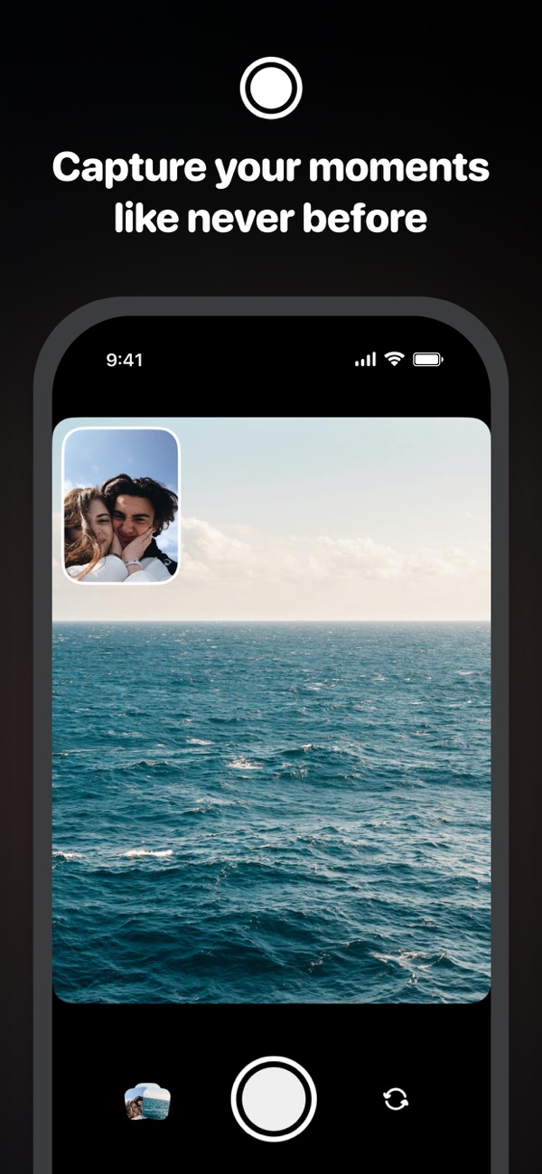 Dual camera viewfinder with picture-in-picture in Selfie